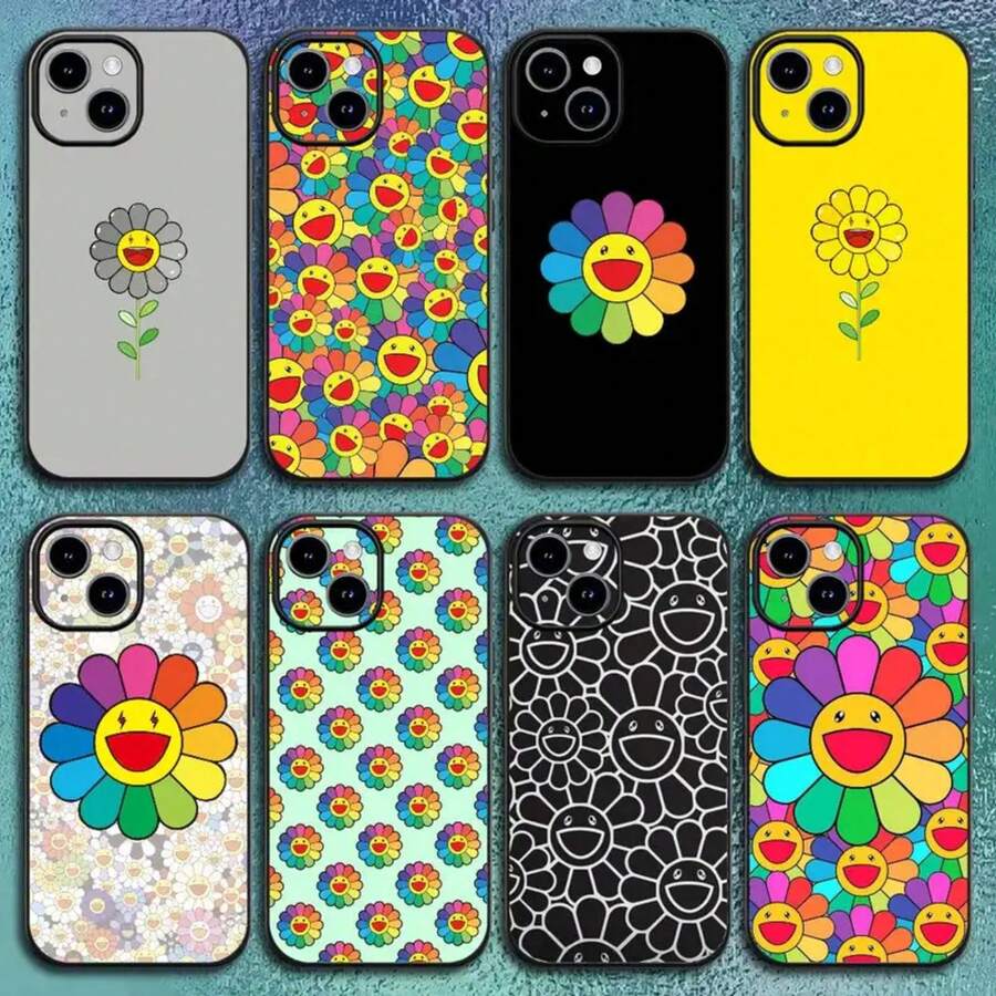 1PC Funda de Teléfono T-Takashi M-Murakami para iPhone 17 16 15 14 13 12 11 Ais/Pro/Max/Plus, carcasa suave clásica negra - z8 - Ver 1
