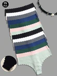 14pcs/Set Women Seamless Thong Panties, Sexy Lingerie Set, Intimate Apparel For Halloween - Multicolor - View 5