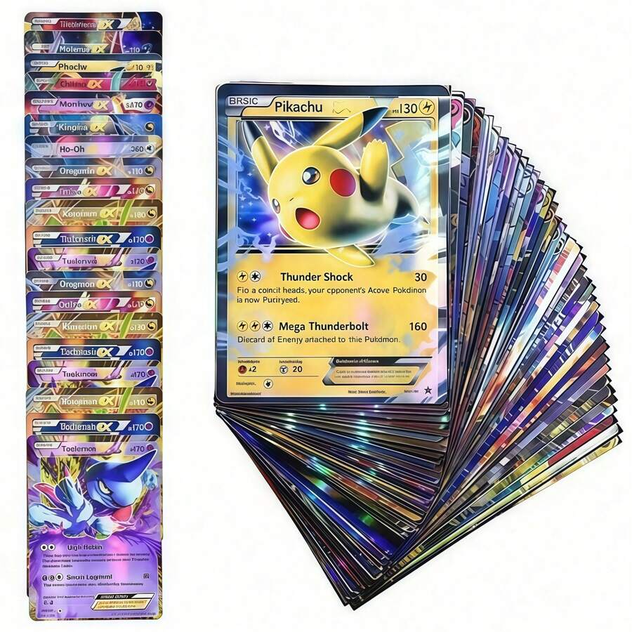 300pcs Pokemon Trading Cards, Pikachu Shiny Cards, Toy Cards, Battle Cards, Halloween Gift, Birthday Surprise Gift, Anime Fan Gift (Random Style)