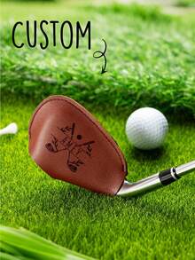 Personalized Faux Leather Golf Club Head Cover, Customized Golf Gift For Men, Customized Golf Accessories, Golf Club Head Cover, Waterproof PU Leather, With Hook And Loop, Can Be Engraved, Groomsmen Gift - Multicolor - View 2