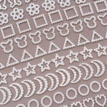 100pcs/Pack ABS Pearl-Effect Hollow-Out Heart & Butterfly DIY Charms. Hot-Selling Mini 3D Embellishments And Filigree Pearl Accessories. - White - View 8