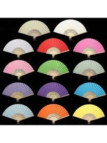 Colorido abanico de papel, abanico de bambú plegable,ventilador de costillas de bambú plegable chino diy ventilador de papel en  decoración de fiesta de ducha de boda - #6 - Ver 4