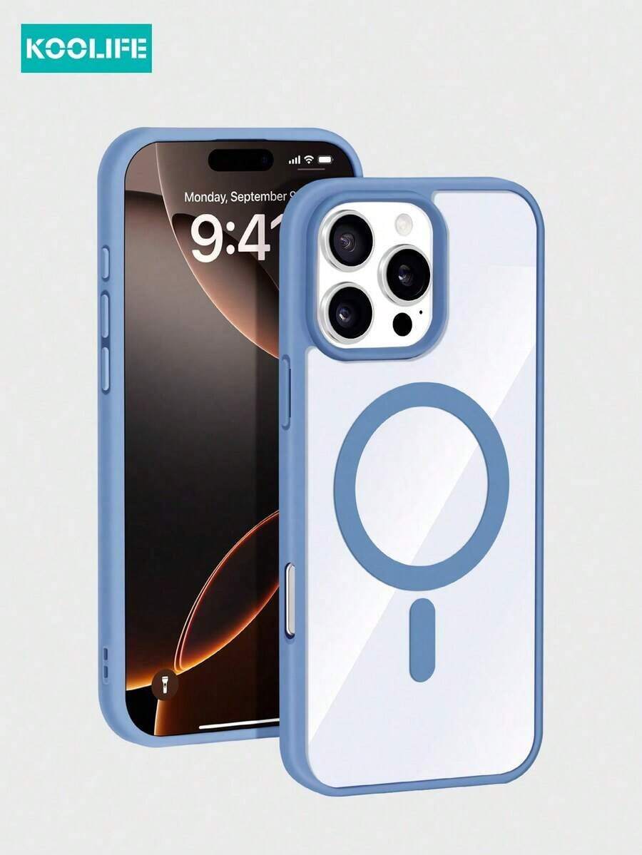 Koolife 1pc Acrylic Magnetic Wireless Charging Anti-Drop Slim Candy Color TPU Edge Phone Protective Case Compatible With  17 ProMax/17/17 Pro/17 Air/16/16 ProMax/16 Pro/16/15/15 Pro/15 ProMax/15 Plus/14/13/12/11.Holiday Phone Accessories.Family 16 Case Cheap Silicone Phone Case 17 Pro Case 17 Pro Max Case 16 Pro Max Case Girlfriend Or Boyfriend - 灰色 - 查看 1