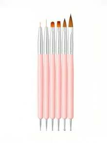 6pcs Black Multi-Functional Nail Brushes - Dot Painting, Line, Flat Head, Round Head, Suitable For Diy And Professional Use - Multicolor - View 7