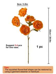 1/3/6 buc flori artificiale de lotus și bujor din mătase cu tulpini lungi, potrivite pentru nuntă, decor de sărbătoare, aranjament floral DIY, decorare pentru sufragerie, dormitor și living. - Portocale - Vizualizare 9