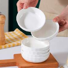 6pcs 4-Inch Pure White Ceramic Dipping Sauce Dishes, & Healthy, Easy To Clean, Suitable For Family Gatherings
