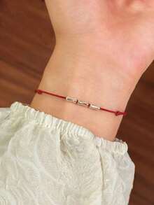 BALMORA 1条925纯银复古简约优雅红色绳项链，适合女性日常佩戴，可作为友谊饰品或礼物。 - 紅色 - 查看 2