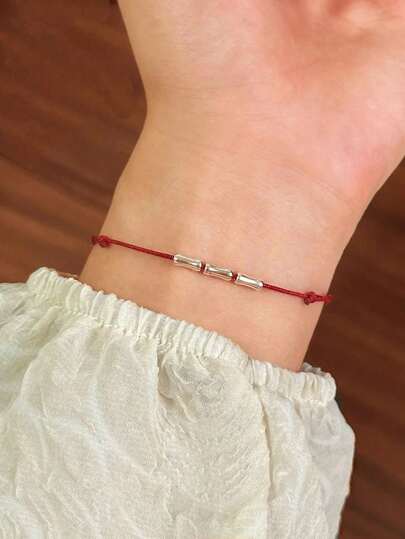 BALMORA 1条925纯银复古简约优雅红色绳项链，适合女性日常佩戴，可作为友谊饰品或礼物。