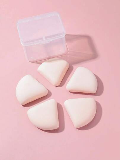 5pcs Cotton Candy Triangle Makeup Sponges, Dry & Wet Dual-Use Triangular Makeup Sponges, Suitable For Contouring, Eye Area And Corners, Compatible With Makeup Brushes, Suitable For All Skin Types