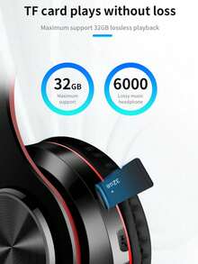 B39 RGB Lighting Wireless Headphones, Gaming Headset With Deep Bass, HIFI Sound Quality, Super Long Battery Life, Compatible With Apple, Android, 150mAh - Black and Red - View 4