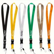Customized Text ID Badge Lanyard, Personalized ID Badge Lanyard With Detachable Clasp, Customizable Neck Strap Keychain, Available In Red/Orange/Blue/Navy/Black/Gray, ID Card Holder, Phone Lanyard, Key Chain - Multicolor - View 6