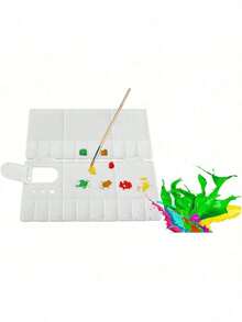 EstiloWalfront Gran Caja De Paleta Plegable, 24 Rejillas Plegables Artista Cuadrado Paleta De PláStico Bandeja De Pintura Caja De Acuarela Herramienta De Pintura Al óLeoVersióN Mejorada - 1 - Ver 2