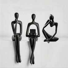 Gold Home Decor Thinker Statue Accents, Set Of 3 Thinker Sculptures Office Decor Modern Abstract Resin Decoration On Shelf Table Desk For Living Room Office Bedroom (Small Gold) - Màu đen lớn - Xem 8