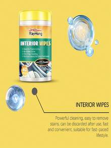 rayhong 40pcs/Box Car Interior Cleaning Wet Wipes, Stain & Grease Remover, Interior Polishing Portable Wipes. Protects And Cleans Artificial Leather Sofas, Car Seats And Shoes, Prevents Cracking And Fading. Can Refresh, Restore Gloss And Enhance Interior Texture. Simple To Use: Remove The Inner Sealed Lid, Wipe Stains With The Wet Cloth, Repeat Until Stains Are Completely Removed. - Multicolor - View 6
