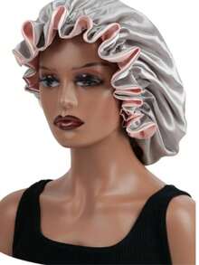 New Arrival Hot-Selling Double-Sided Usable Satin Shower Cap, Smooth European And American Style Sleep Cap - Grey - View 7