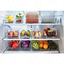 Contenedor Hexagonal para Nevera, Estante Alto para Almacenamiento y organización, soporta latas de Bebidas, Carnes, Productos y más, Transparente - 1 - Ver 5