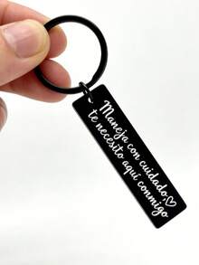 1 pieza Llavero con texto en español "Conduce con cuidado", regalo para papá, conductor de camión - Negro - Ver 3