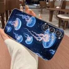 Funda de Teléfono de Sueño de Cielo Estrellado de Medusas Fluorescentes Compatible con Samsung Galaxy A02 A03S A04 A05S A06 A13 A14 A15 A16 5G A21S A22 A23 A24 A25 A26 A32 A34 A35 A36 A50 A52 A53 A54 A55 A56 A73 S21 Ultra S22 Plus S23+ S24 FE S25 Funda Protectora Transparente Duradera y Antigolpes de TPU de Personalidad Creativa - Multicolor - Ver 3