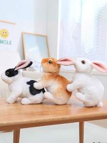 Lifelike Rabbit Plushies, 9.8in, Assorted Colors, Polyester, Perfect For Halloween, Thanksgiving, Christmas, New Year, Valentine'S Day, Mother'S Day, Carnival, Easter, Home, Office, Car, Outdoor Decor - Multicolor - View 11