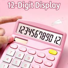 Cute Portable Solar Calculator: Mini Aesthetic Desk Essential, Suitable For Office Work, Financial Accounting And University Campus Study - Cotton Candy - View 5