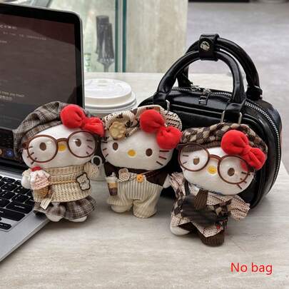  1 件 Sanrio Hello Kitty 毛绒玩偶吊坠、复古风格包包饰物、背包装饰、可爱 PluDollToy、礼物、钥匙扣、节日礼物