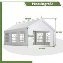 Carport/Shed 4x6m – With Separate Sectional Doors At The Front And Rear For Bilateral Access, Reinforced And Watertight Construction – Removable Roof And Side Walls - White - View 6