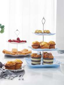 1pc European-Style 3-Tier Cake Stand, Plastic Dessert Display Rack For Cakes, Cupcakes, Cookies, Suitable For Weddings, Baby Showers, Tea Parties; 1pc Paper Cupcake Stand, Tiered Dessert Tray For Cakes, Cookies, Suitable For Weddings, Baby Showers, Tea Parties; 1pc Plastic Dessert Tray, Suitable For Weddings, Baby Showers, Tea Parties; 4pcs Plastic Dessert Trays (3pcs Trays And 1pc Accessory), Multi-Tier European-Style Cake Stand For Home Use
