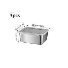 Wadah Penyimpanan Makanan Stainless Steel dengan Tutup, Baki Dapur, Wadah Penjaga Kesegaran, Anti Karat, Kedap Udara, Anti Bocor, Dapat Digunakan Kembali, Dapat Ditumpuk, Cocok untuk Piknik, Kantor, Kebugaran, BBQ, Pesta, Perjalanan, Cocok untuk Camilan, Daging Matang, Makanan Mentah, Dekorasi Rumah, Wadah Makanan - MultiWarna - View 13