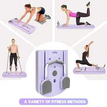 8-In-1 Multifunctional Folding Pilates Board  With Resistance Bands, Home Fitness Equipment, Foldable & Space-Saving Design For Home & Gym Use - Purple - View 4