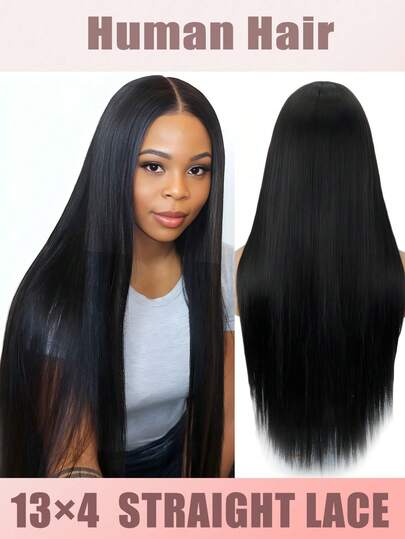 [Straight Wigs] 13x4 Straight Lace Front Wigs For Women With 180%Density - Pre Plucked & Pre Cut Straight Hair Wig, Black Long Hair Suitable For All All Skins,No Glue Needed Wig, Ready-To-Wear Wigs For Women,New Year Gifts For Women Lace Frontal Human Hair Wigs With Beautiful Straight Texture For Women,Comfort And A Natural Look.Fashion Styling,Beginners Friendly,Beauty Gift Option For Friends..(Bob Wigs 6-16inch)