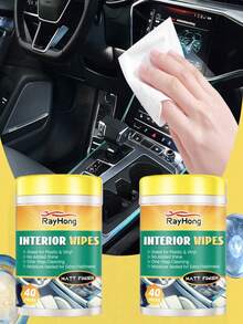 rayhong 40pcs/Box Car Interior Cleaning Wet Wipes, Stain & Grease Remover, Interior Polishing Portable Wipes. Protects And Cleans Artificial Leather Sofas, Car Seats And Shoes, Prevents Cracking And Fading. Can Refresh, Restore Gloss And Enhance Interior Texture. Simple To Use: Remove The Inner Sealed Lid, Wipe Stains With The Wet Cloth, Repeat Until Stains Are Completely Removed. - Multicolor - View 2