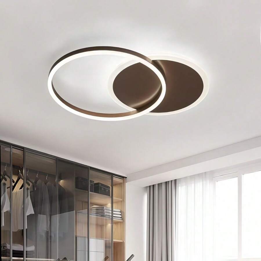 Modern Dimmable LED Ceiling Light, Providing Neutral Light, Warm Light And Warm White Light 3 Modes. Single Ring Design, With Luminous Base (Gold, Black, White), Suitable For Bedroom, Living Room, Foyer, Corridor And Dining Room. Minimalist And Fashionable, 110-240V Voltage, Easy Installation, Wide Lighting Coverage. - Multicolor - View 1