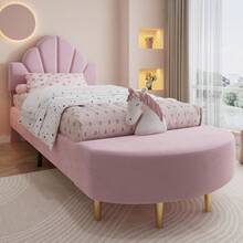 Kids Bed Frames, Headboards & Footboards - Pink + Velvet + 90cm*200cm - View 2