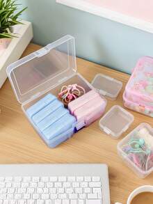 1pc Transparent Large Box + 10 Small Pink & Blue Boxes, Girls Hair Accessories Storage Box, Multi-Box Multi-Capacity Hair Accessory Organizer, Girls Hair Clips, Elastic Bands And Other Hair Accessories One-Click Storage - Multicolor - View 3