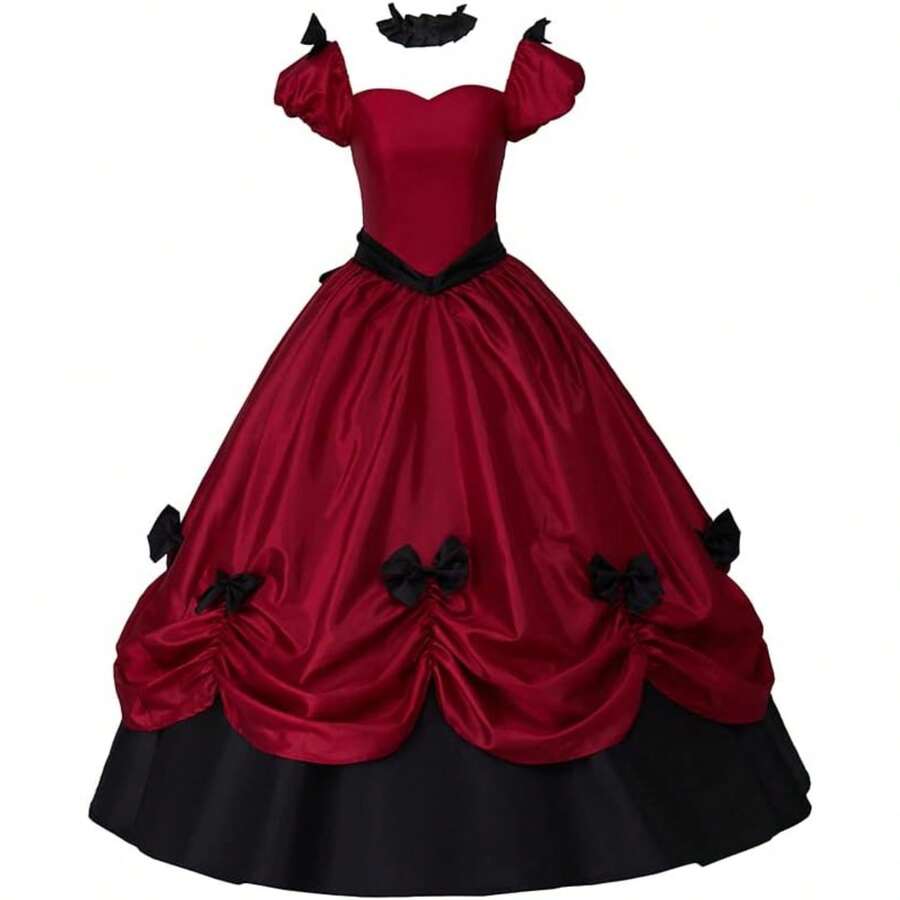 Women's Southern Belle Dress Civil War Southern Belle Ball Gown Gothic Victorian Rococo Dress Costume - Đỏ - Xem 1