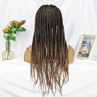 A ANYTIME 24英寸蕾丝辫子假发，女士全蕾丝玉米辫盒式编织假发，带婴儿发，外观自然，合成纤维材质，轻盈透气，玉米辫微扭辫假发