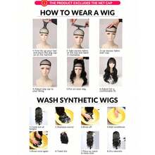 18英寸黑色卷曲波浪合成假发，带发带，Yaki波浪造型，适合女性，外观自然。 - 黑色 - 查看 9