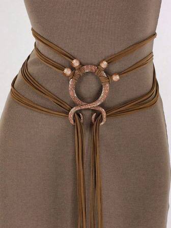 Cinturón de ante estilo vikingo medieval con hebilla de metal y adorno de borlas - Accesorio de disfraz para festival del Renacimiento, cinturón de cosplay de Halloween unisex, lavable a mano, cinturón de moda vintage para la cintura