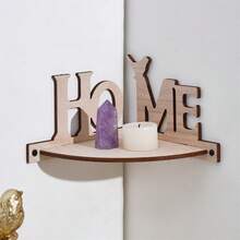 Estante de madera para colgar en la pared, con diseño de letras creativas, para sala de estar y dormitorio. - caqui oscuro - Ver 5