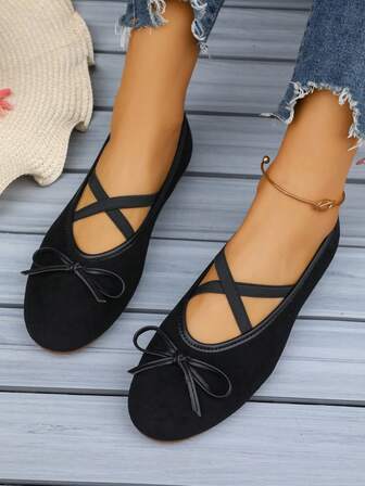 3 colores Zapatos planos para mujer, diseño de correa cruzada, zapatos de ballet cómodos y elegantes, punta redonda suave, zapatos casuales para uso diario, esencial versátil de verano