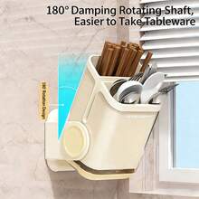 1pc Wall-Mounted Chopsticks Storage Box, Cutlery Organizer Rack, Kitchen Utensil Holder With Drain, Chopsticks & Spoon Container