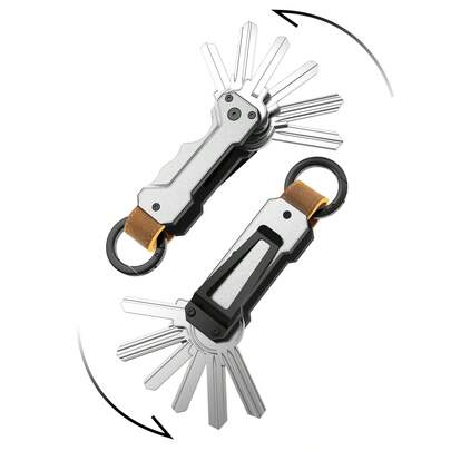 Smart Compact Aluminum Key Organizer With Carabiner Securely Holds 1 To 6 Keys Portable Keychain For Men EDC Key Scratch Resistant Surface Gifts For Men Integrated Safety Clip With Screw Gift Box Key Holder