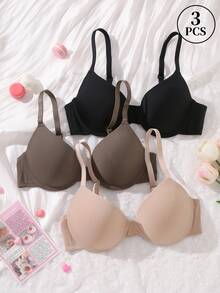 MIMILEMON 3pcs Underwire Push Up Women's Bra - Shape, Lift & Comfort - Multicolor - View 4