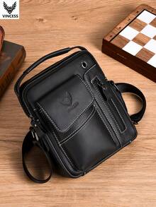VINCESS 男士真皮单肩包、斜挎包、电脑包、手提包、手机袋。大容量，可调节肩带，便携，新款简约时尚包，适合工作、上学、商务旅行、购物，也是情人节礼物的理想之选。 - 酒紅色 - 查看 9