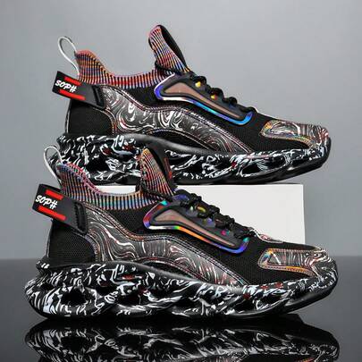 AoPlus Men's Fashionable Comfortable Breathable Shock-Absorbing Sports Shoes, One-Touch Non-Slip Design, Suitable For All Seasons, Suitable For Teenagers And Adults For Daily Jogging