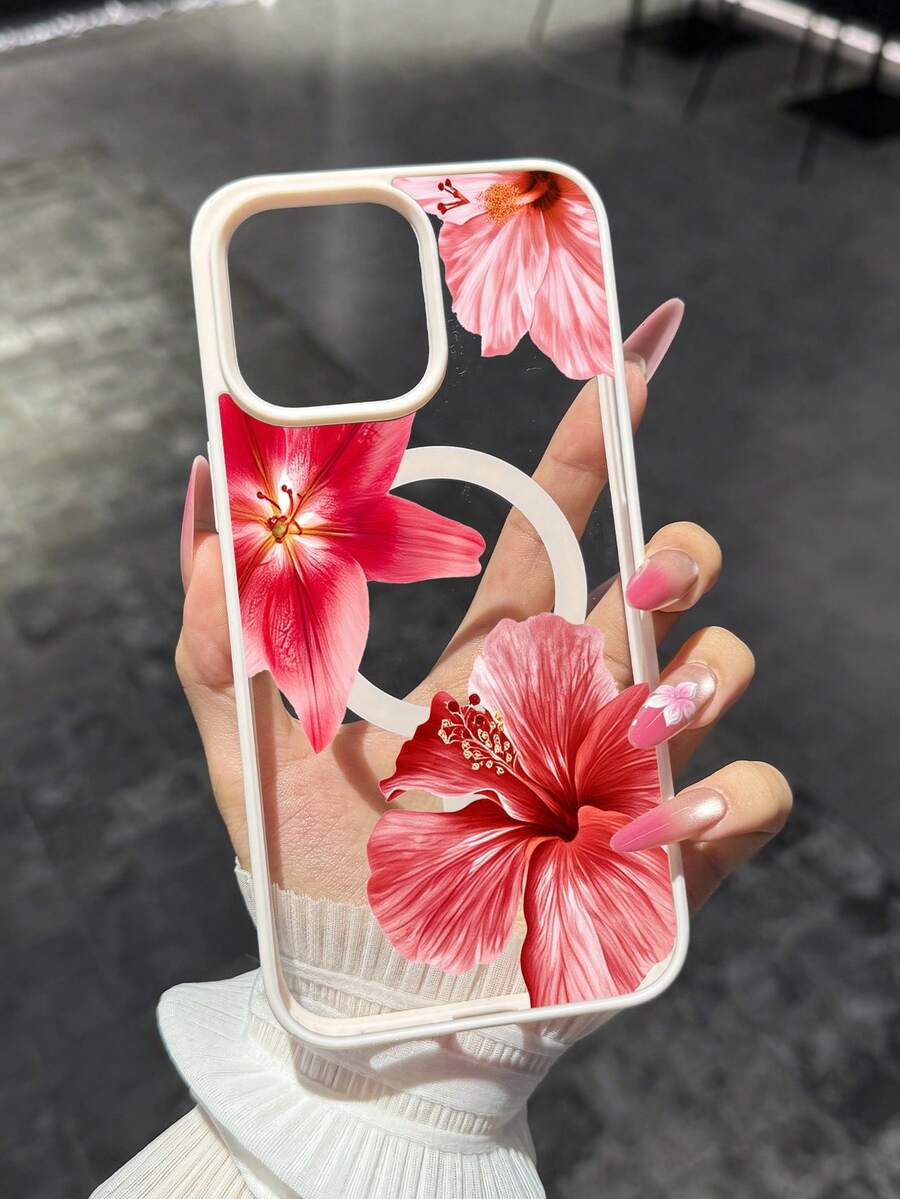 1个创意亚克力个性化图案磁吸无线充电防摔手机壳，兼容 16/15/14/13/12/11 Pro Max，透明手机壳 - 彩色 - 查看 1