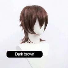 Rambut Sintetis Pendek Lurus Hitam Merah Muda untuk Pesta Anak Laki-laki, Tahan Panas, Rambut Palsu Tipe Mullet Kepala Ikan, Wig Cosplay Pria - MultiWarna - View 10