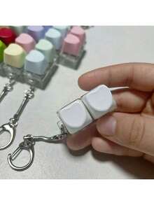 1pc Heart Switch Tester Keychain - Press Fidget Toy With Keyboard Buttons, Valentine's Stress Relief Sensory Keyrin - Multicolor - View 3