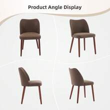 Juego de  sillas de comedor modernas con tapizado de lino, respaldo ergonómico y patas de madera de caucho, sillas acolchadas para cocina, sala o restaurante - Café integral - Ver 5