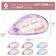 Scrapbook Tape, 4 Pack Double Sided Tape Roller Crafts, Adhesive Runner Scrapbooking Supplies Journaling School Office Teacher Supplies And Adults, 0.3INx 26FT - 0.3吋 x 26英尺 + 6 - 查看 6